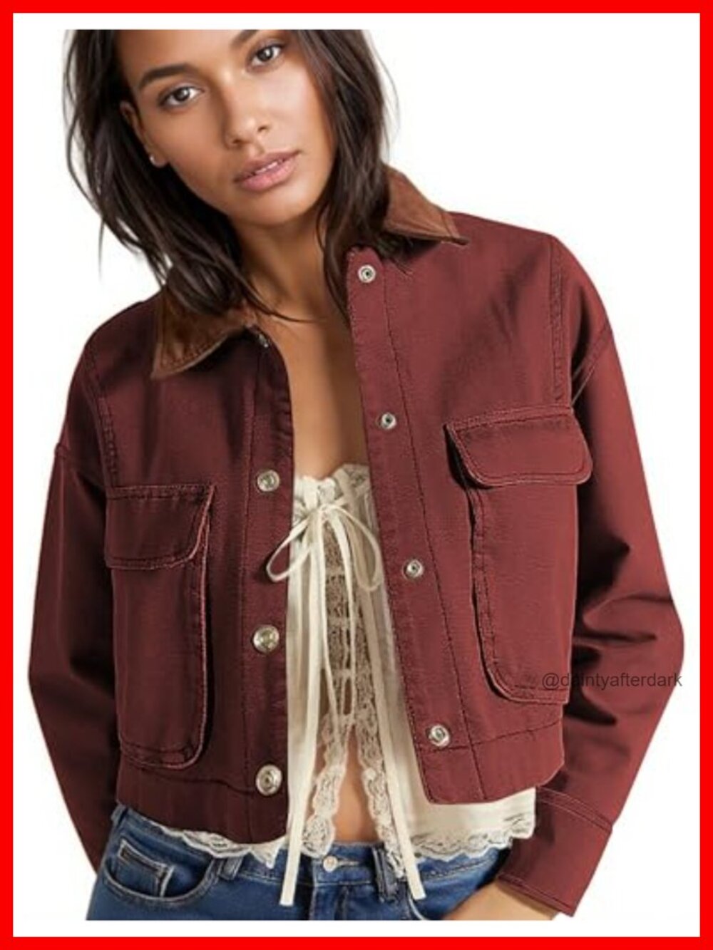 Cropped Barn Jacket Women 2025 Cotton Utility Jacket Long Sleeve Button Front
